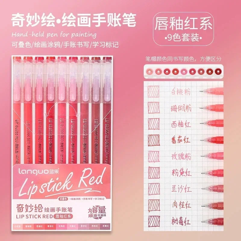 Languo 198/6 PCS Morandi Gel Pen Student Diary Scrapbook Painting DIY Gel Pen Set Coloring Book Drawing Pen School Supplies