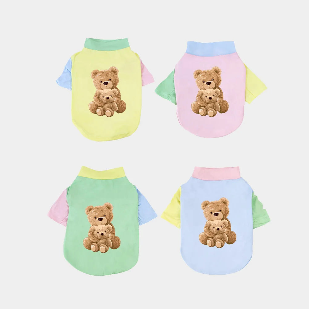 1 PC Pet T-Shirt, Cats & Dogs Soft Pure Cotton Teddy Bear Dopamine Vest. Shih Tzu, Siamese Cat Little Pet Daily Outfit