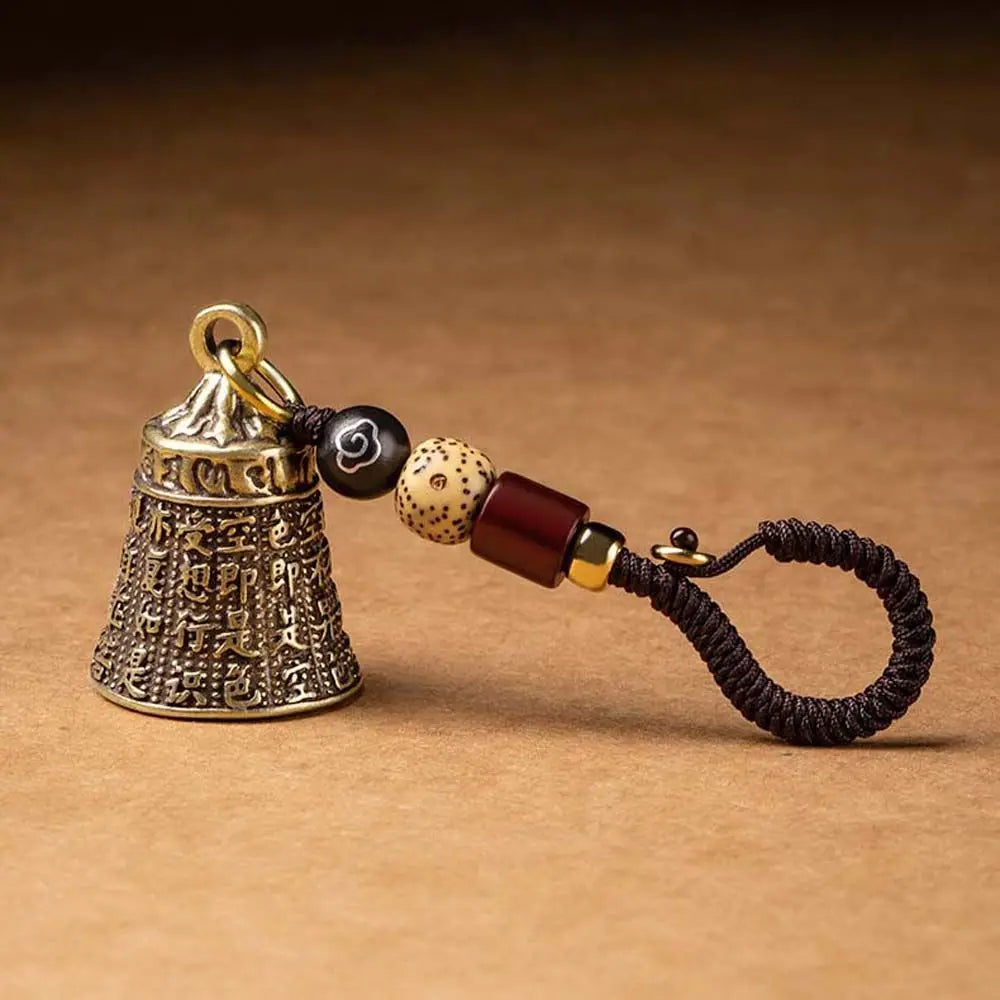 Interior Accessories Tibetan Buddhism Lucky Rope Brass bell Scripture Sutra Key Rings Car Key Chain Keyfob Car Key Chain