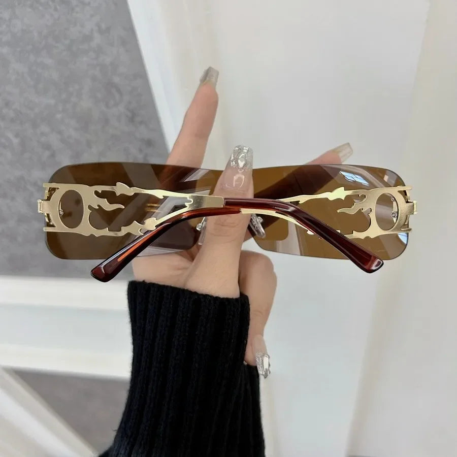 Trendy Square Sunglasses Women Men Rimless Sun Glasses Female Male Designer Brand Comfortable Travel Outdoor Oculos De Sol
