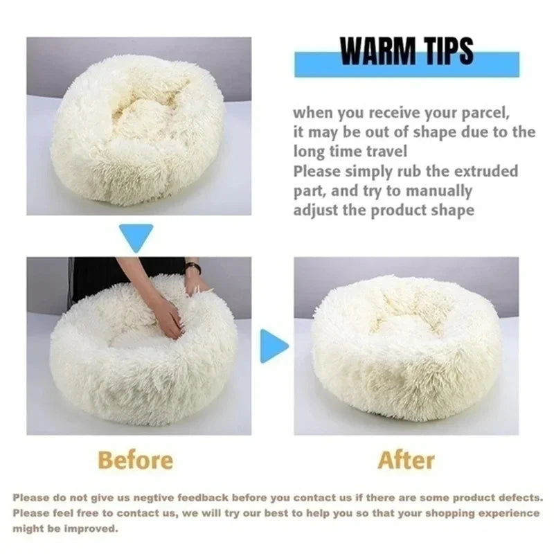 Round Winter Warm Plush Pet Bed - Washable Dog Cat Basket for Small Medium Large Pets Sofa Cushion