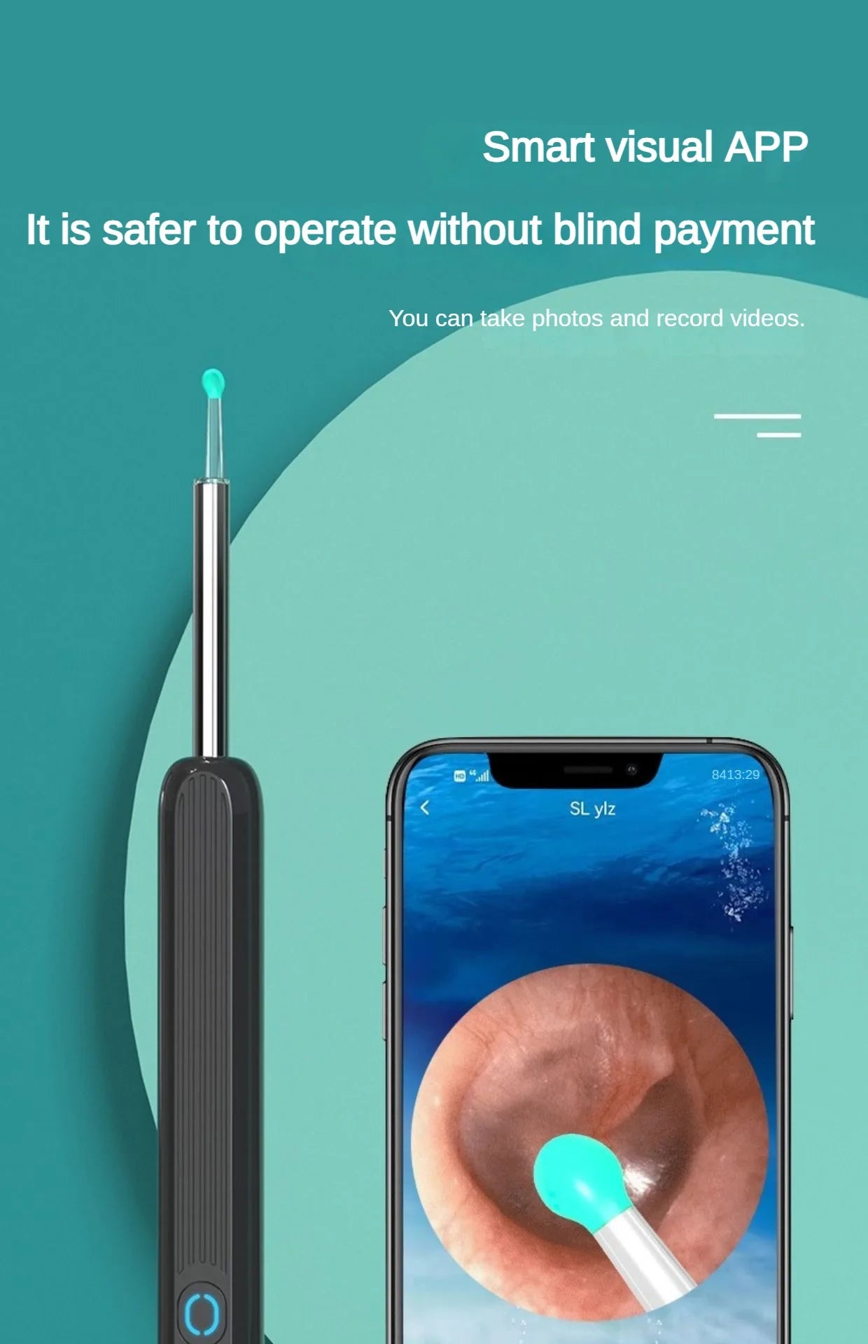 Smart Visual Ear Cleaner HD Ear Sticks Otoscope USB C Charging Endoscope Wax Removal Tool Earpick MIni Camera Health Care Set