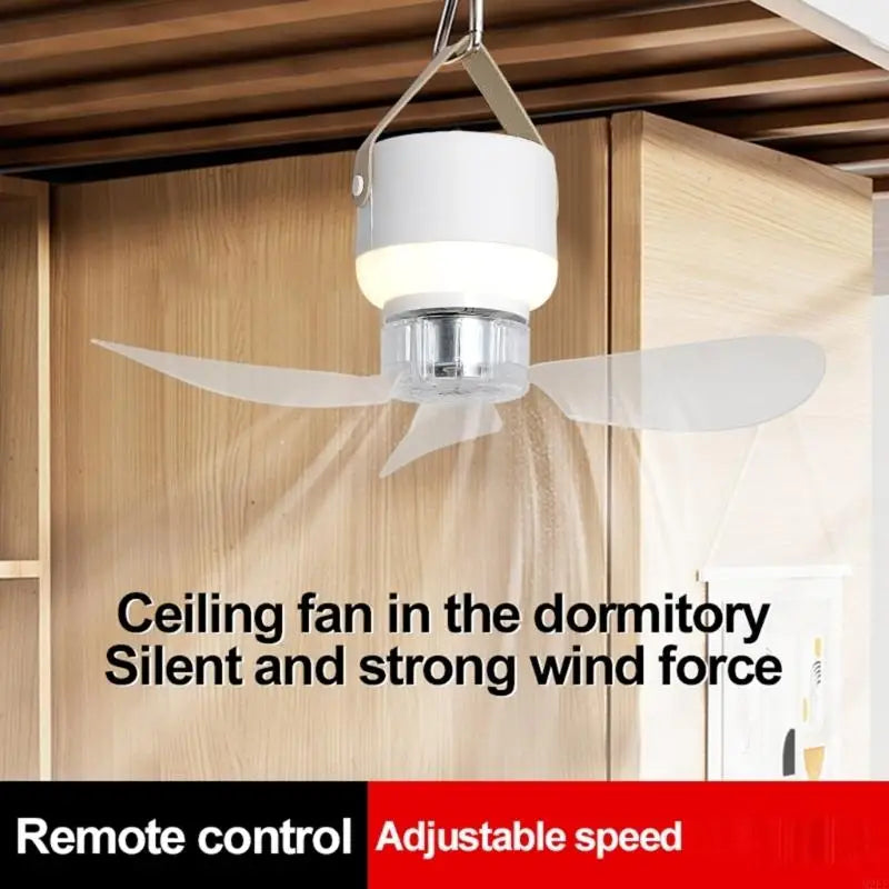 11.4Inch USB Rechargeable Camping Fan With Remote Control And LED Light 3 Speed 3 Brightness Level For Tent Outdoor