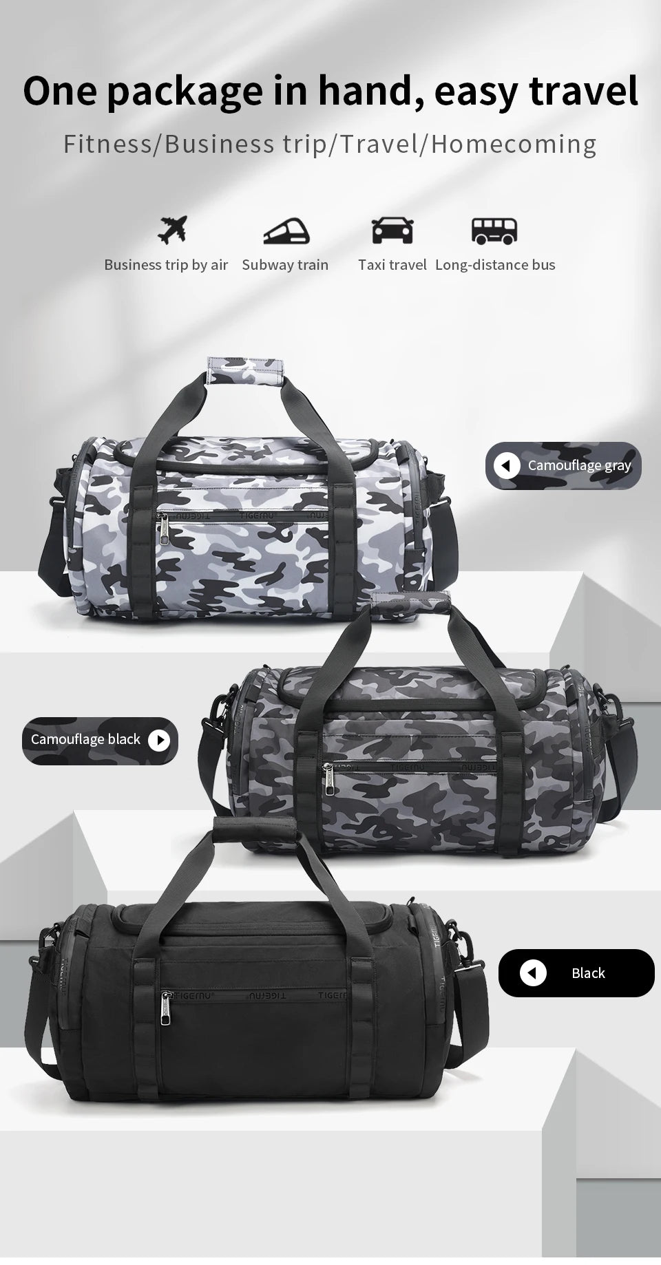 Tigernu Travel Bags For Men Gym Bag Waterproof Fitness Bag Men Outdoor Portable Bag Ultralight Yoga Sports Bag Handbag Crossbody