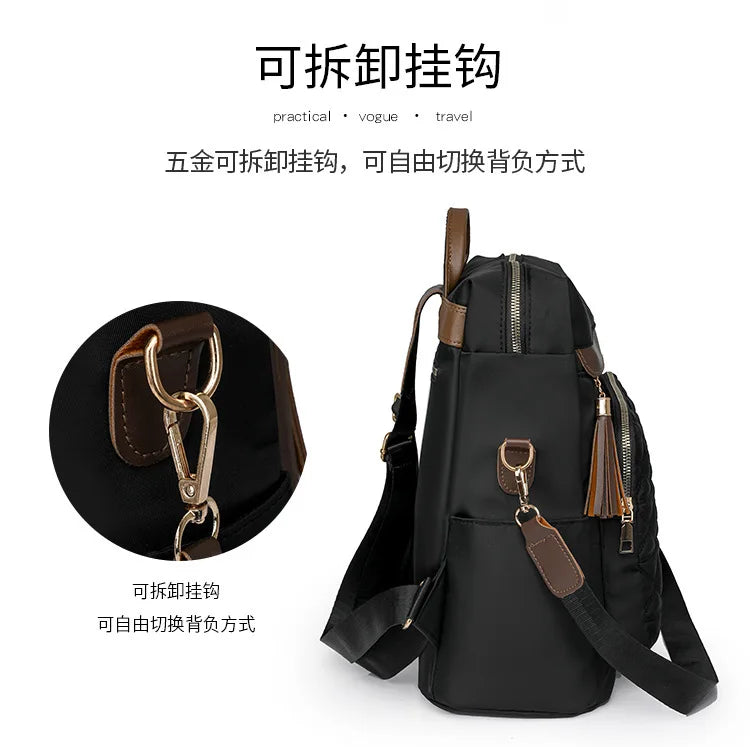 Quilted Embroidery Backpack For Women 2024 New Korean Style Versatile Large Capacity Water-Resistant Leather Shoulder Bags