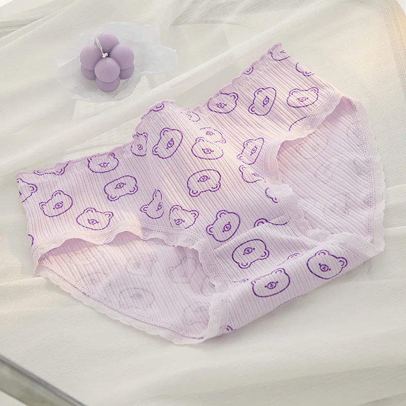 New 5PCS/Set Women's Underwear Cute Bear Cotton Panties Briefs For Girl Ladies Sexy Lingerie Cartoon Female Pantys Underpants