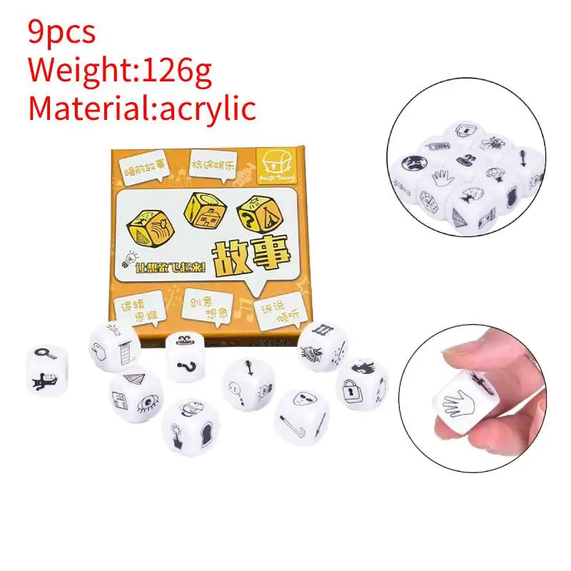 1Set Story Dice Puzzle Board Game Telling Story Book Family/Party/Friends Parents with Children Funny English Game