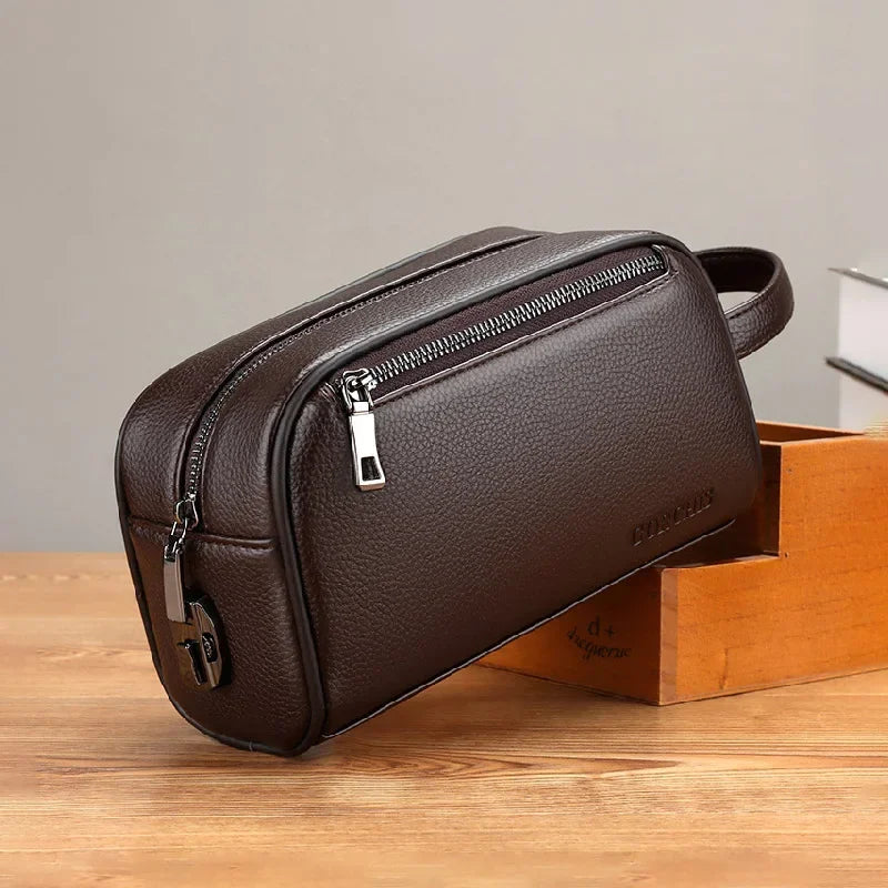 High Quality Genuine Leather Men Clutch Bags Fashion Business Clutches Card Pack Phone Coin Purses Travel Anti-theft Wallet Male