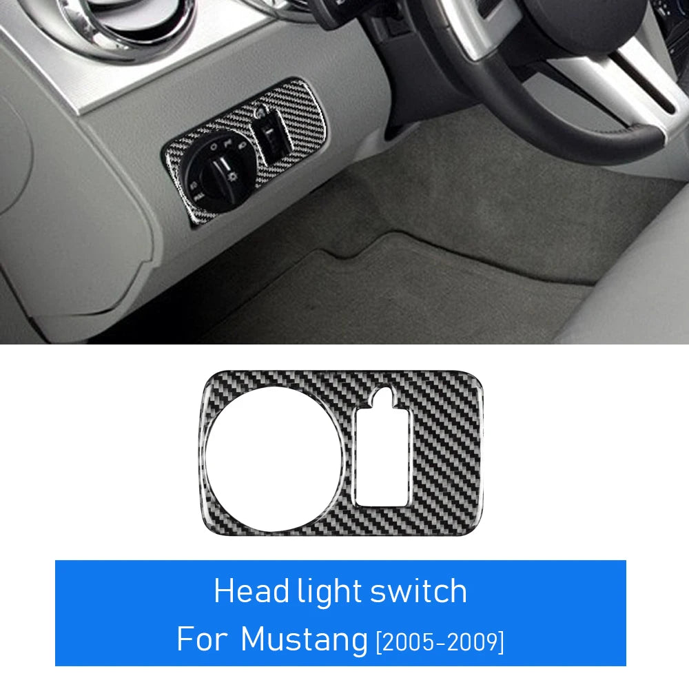 Real Soft Carbon Fiber Sticker For Ford Mustang 2005 2006 2007 2008 2009 Accessories Interior Trim Car Gear Shift Panel Cover