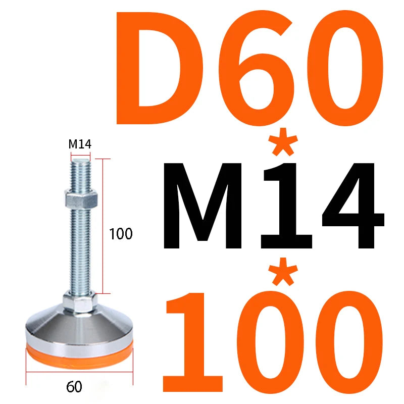40 50 60 Heavy Metal Foot Cup/Fixed Foundation Screw/Adjustable Foot/Anti Slip Shock Absorber Support Foot M8 M10 M12 M14 M16