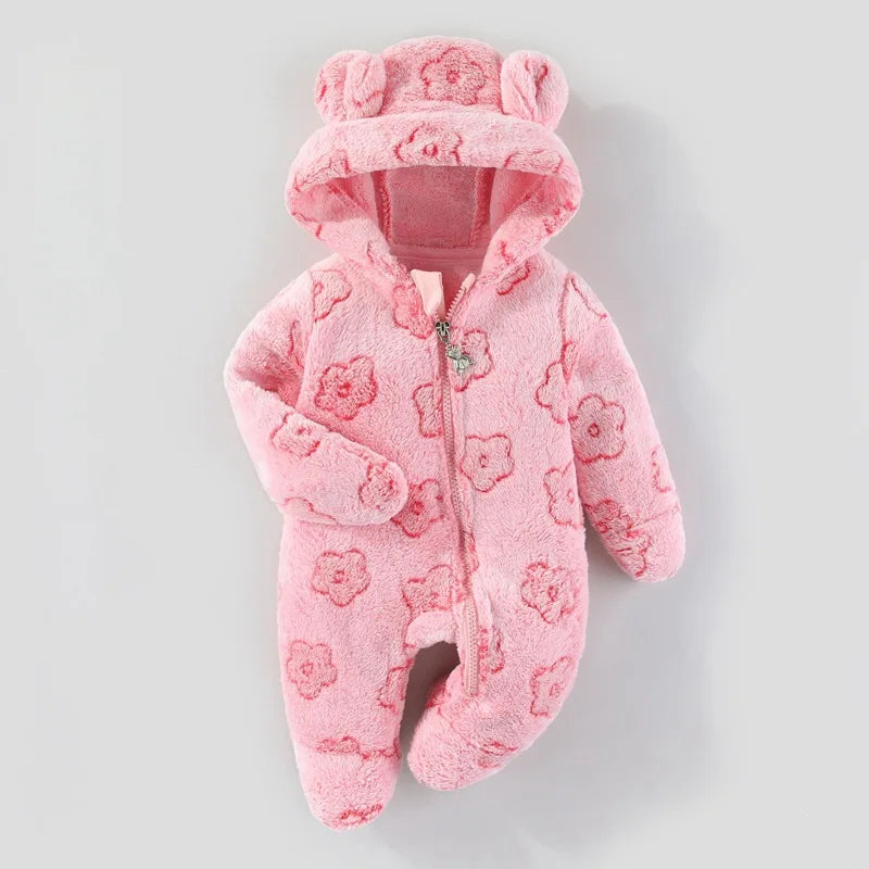 YBFSKID Autumn Winter Kids Boy Romper Star Jacquard Newborn Baby Girls Bodysuit Velvet Hooded Zipper Infant Girl Jumpsuit Outfit