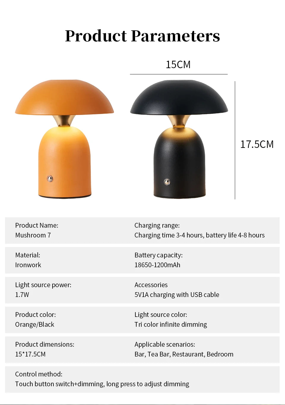 Minimalist Nordic Mushroom LED Desk Lamp Touch Dimming Bedhead Night Light Reading Light Restaurant Bedroom Decorative Lighting