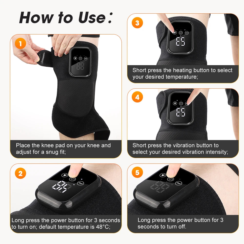 Heating Massage Knee Pad Shoulder Elbow Smart Vibration Hot Compress Protemote Blood Circulation Muscle Relax Joint Massager