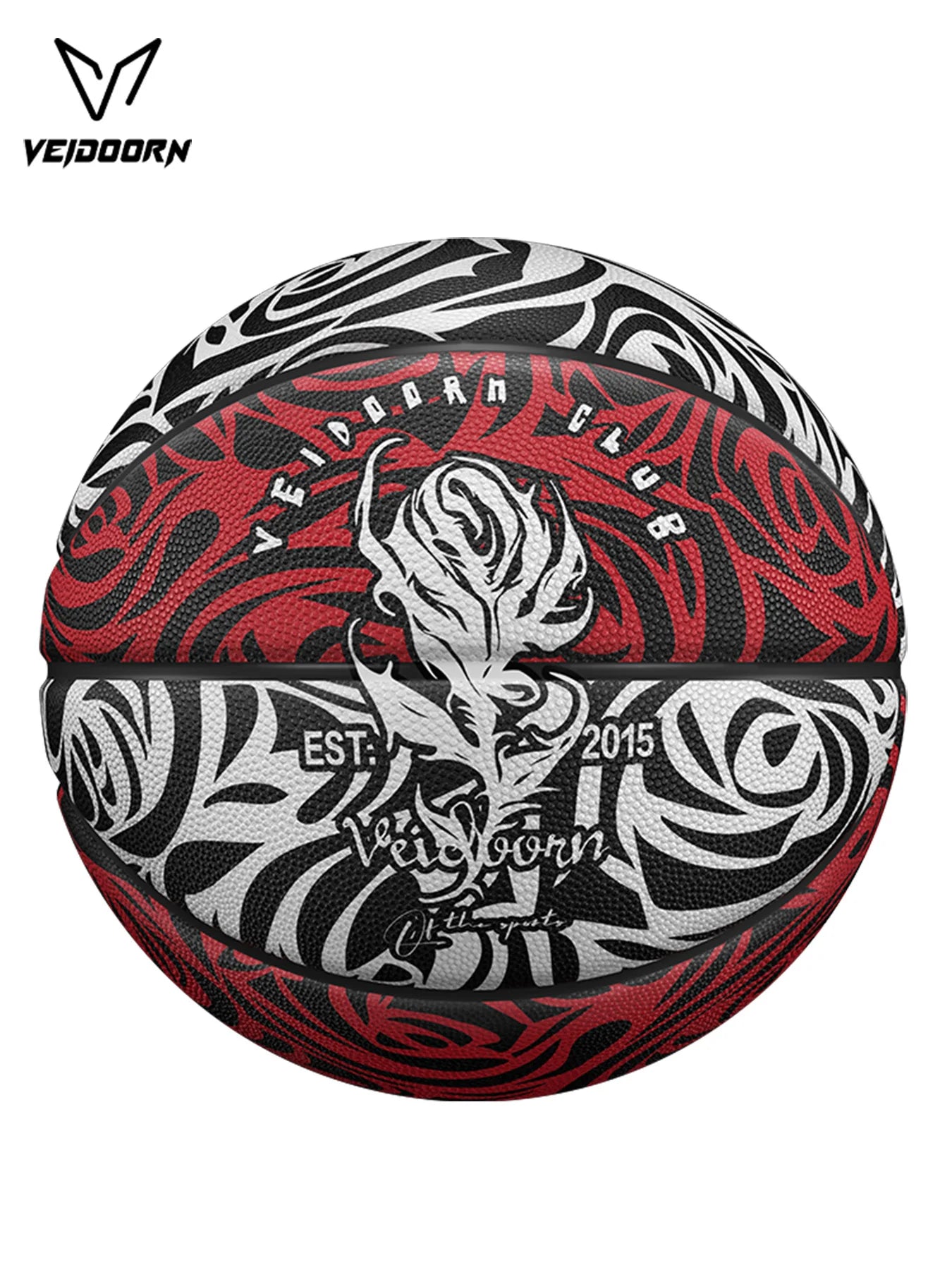 Veidoorn Rose Pattern Basketball Stylish Floral Design Outdoor/Indoor Sports Ball for Men and Women Rubber Ball