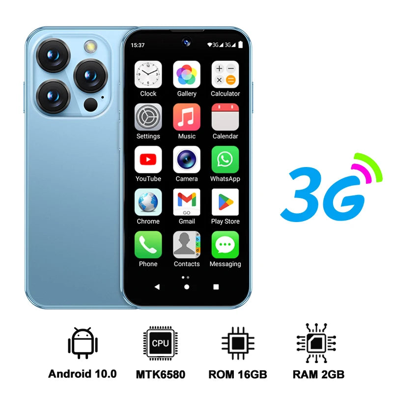 SERVO 19E MAX 3.88" Unlocked Mini Android Phone 3G 2GB+16GB Dual SIM Face Unlock GPS WiFi Hotspot Play Store Pocket Smartphone