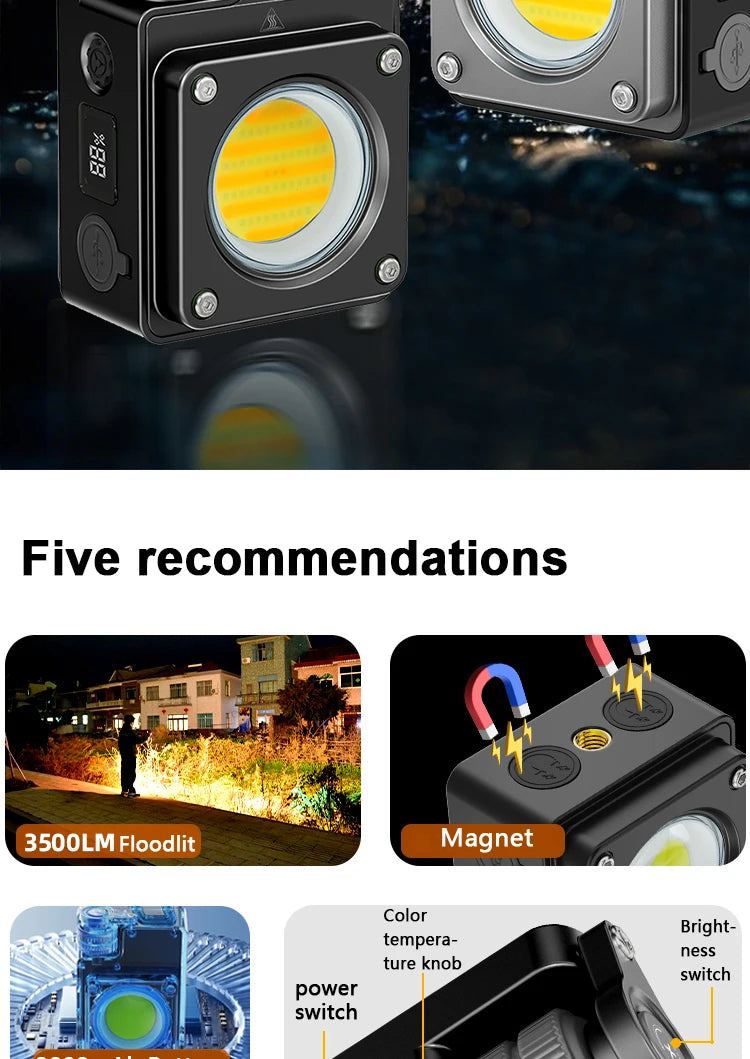 LiitoKala multifunctional mini "camera" light 3500LM large floodlight, suitable for hiking, outdoor activities, work, and picnic