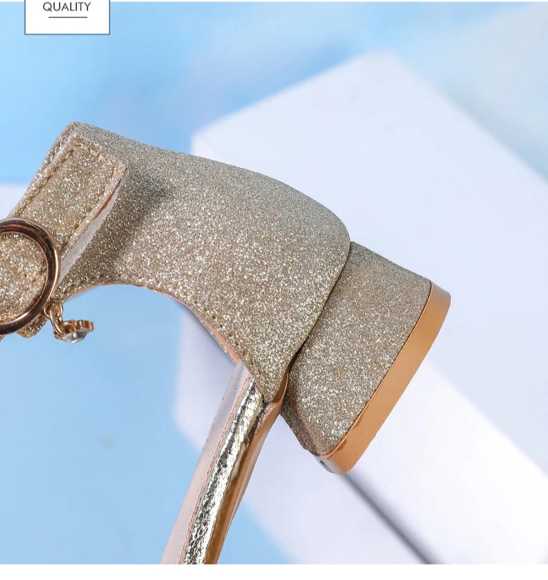 Fashion Children's Summer Sandals Sequins Simple Girls Causal Princess Low-heel Dress Shoes Wedding Party Kids High-top Sandals