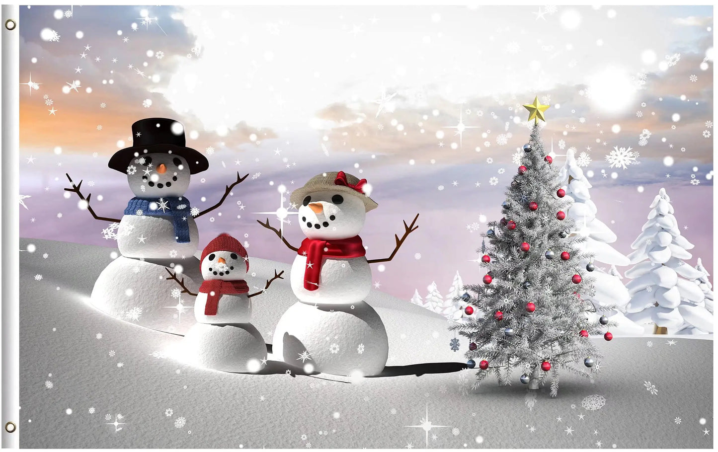 Winter Snowman Merry Christmas Tree Garden Flag Snow Snowflake Santa New Year Seasonal Garden Flag Yard Funny Outdoor Decoration