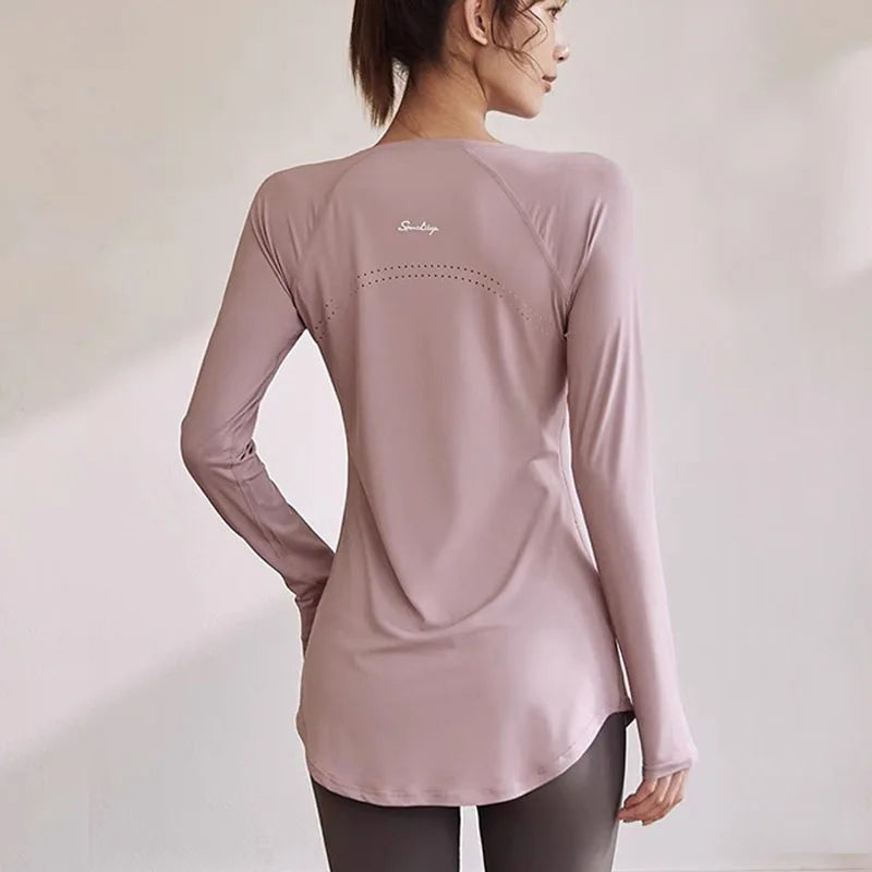 Long Sleeve Yoga Clothes Women Sportswear Woman Gym Running Blouses Shirts Sports Tops Fitness T-shirt для йоги одежда женская