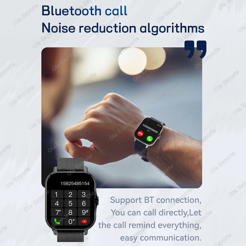 New Multi-sport Smart Watch Heart Rate Monitor Blood Oxygen Tracking BT Calls 240*280 Screen IP67 Waterproof Android iOS Watches