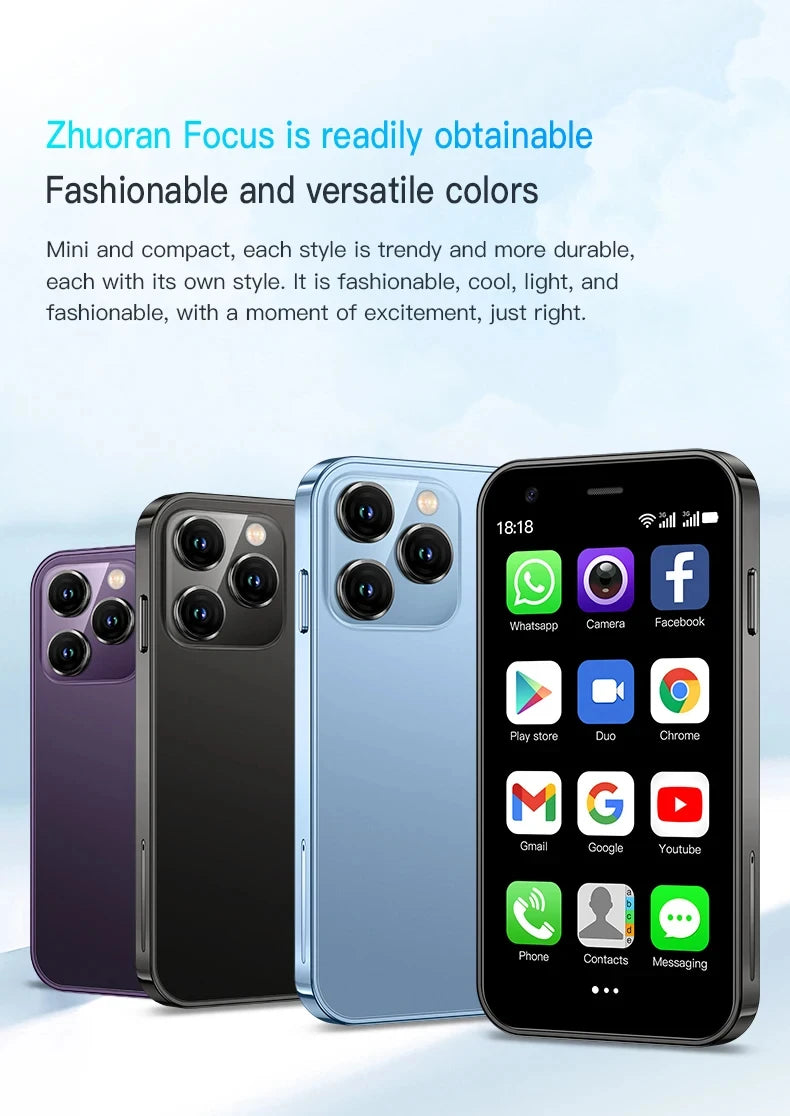 Hot Selling Mini Smartphone 3G WCDMA 3.0"Display Dual SIM Android System WiFi GPS 2GB+16GB Play Store Small Portable Smart Phone