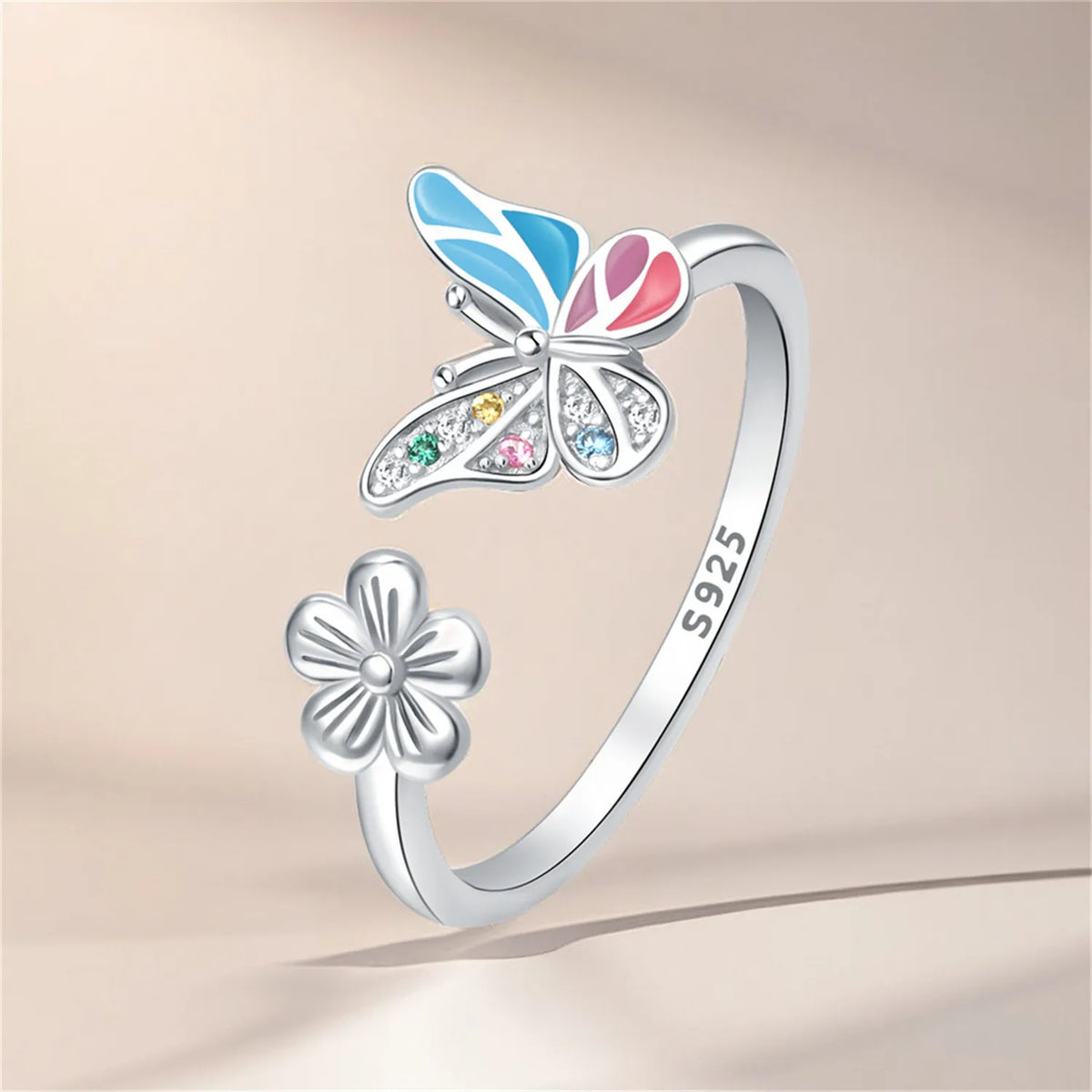 Original 925 Sterling Silver Zircon Bone Balloon Dog Adjustable Open Ring Fine Jewelry Luxury Gift for Women Birthday Party 2026