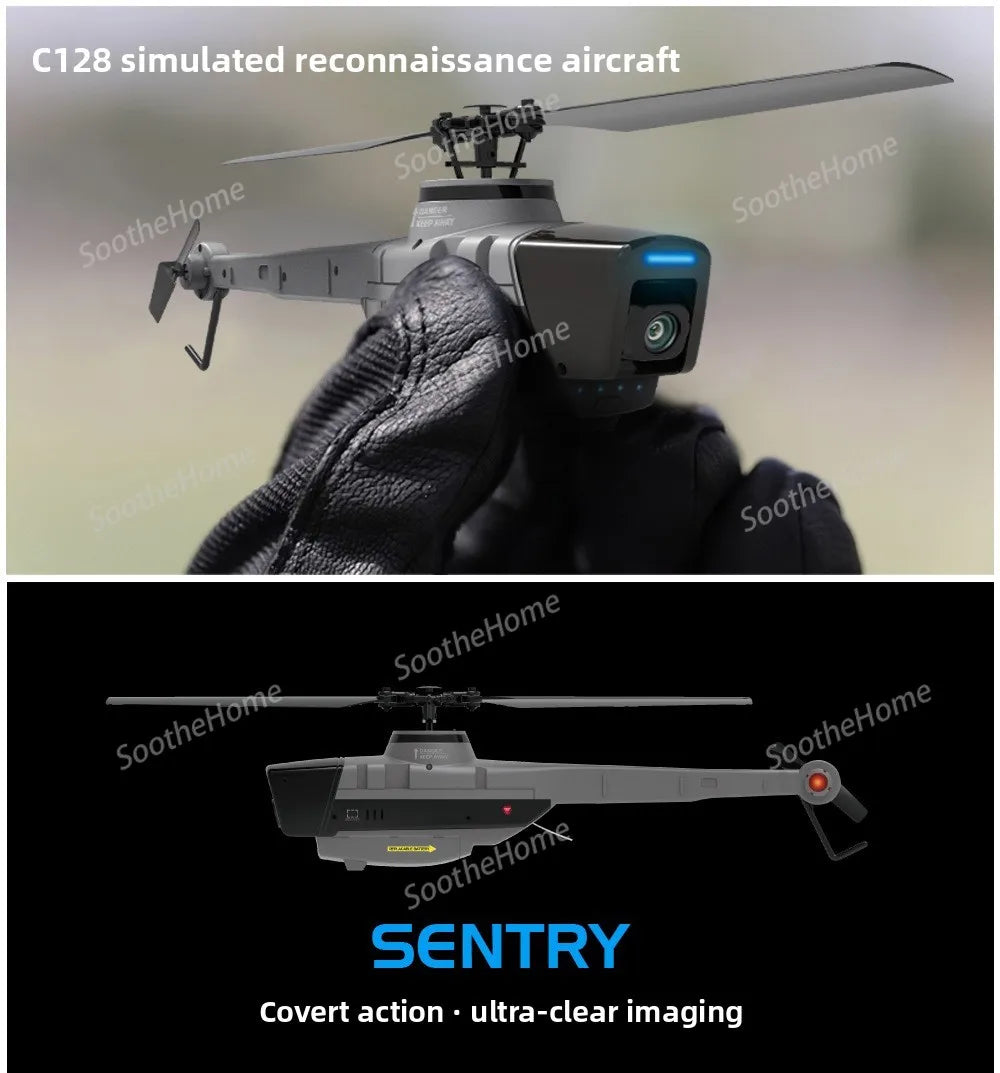 C128 RC Helicopter  2.4G System  Remote Control 1080P Camera Wifi FPV 6-Axis Sentry Drone RC Helicopter Toy