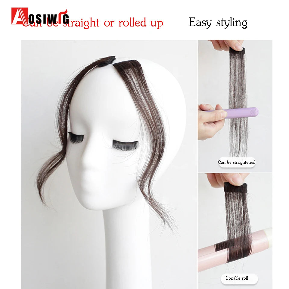 2PC Synthesis Bangs Wig Hair Extensions Curly Clip-on Hair Front Side Long Wavy Blone  Bangs With Clip Invisible Fringe Fake Hai