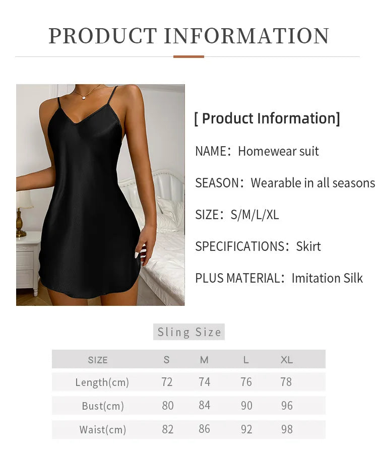 Summer Women's Nightdress Silk Short Mini Dress Homewear Casual Breathable Pajamas Night Dress Imitation Sleepwear