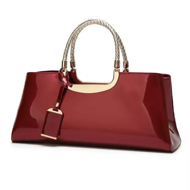 Luxury Designer Handbags Women 2024 High-end Evening Party Clutch Bag Ladies Bright Patent Leather Top Handle Underarm Bags
