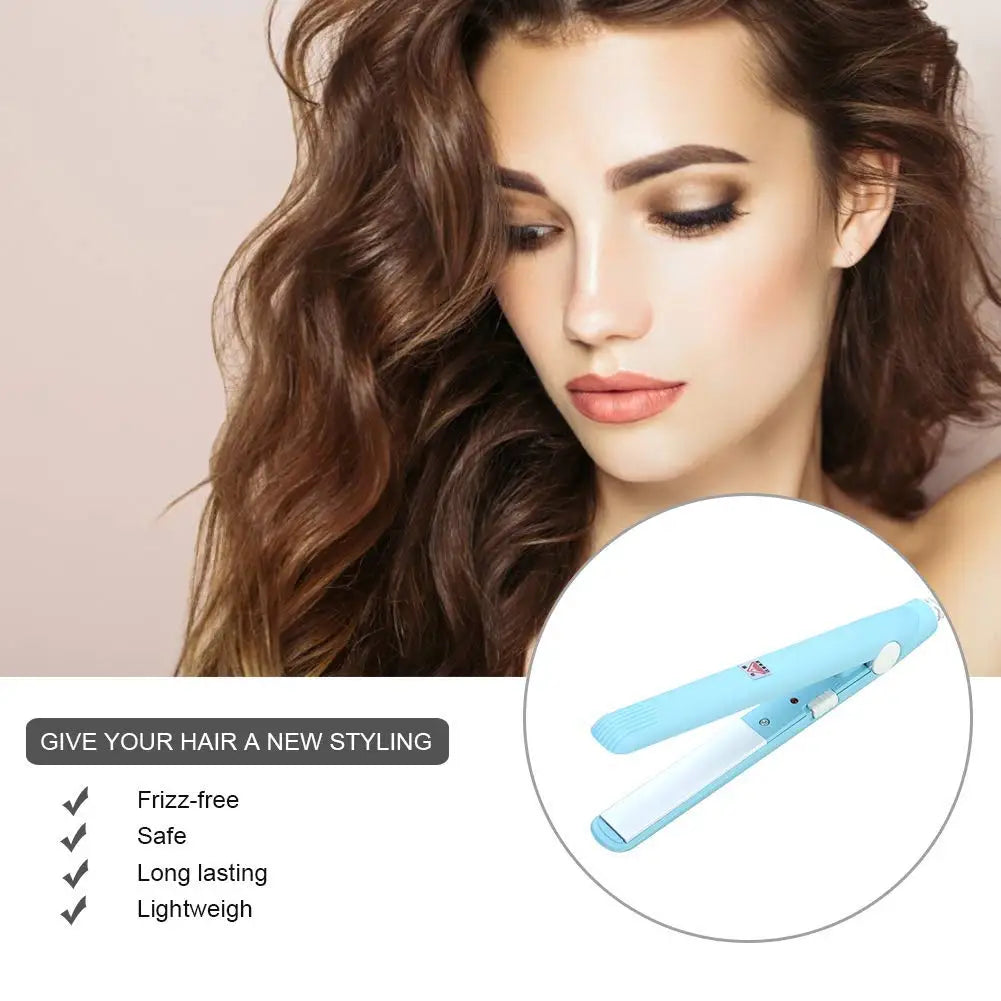 New Mini Hair Straightener Flat Iron Ceramic Curling Iron Short Hair Portable Dual-Use Curler Hair Styling Care For Traveling