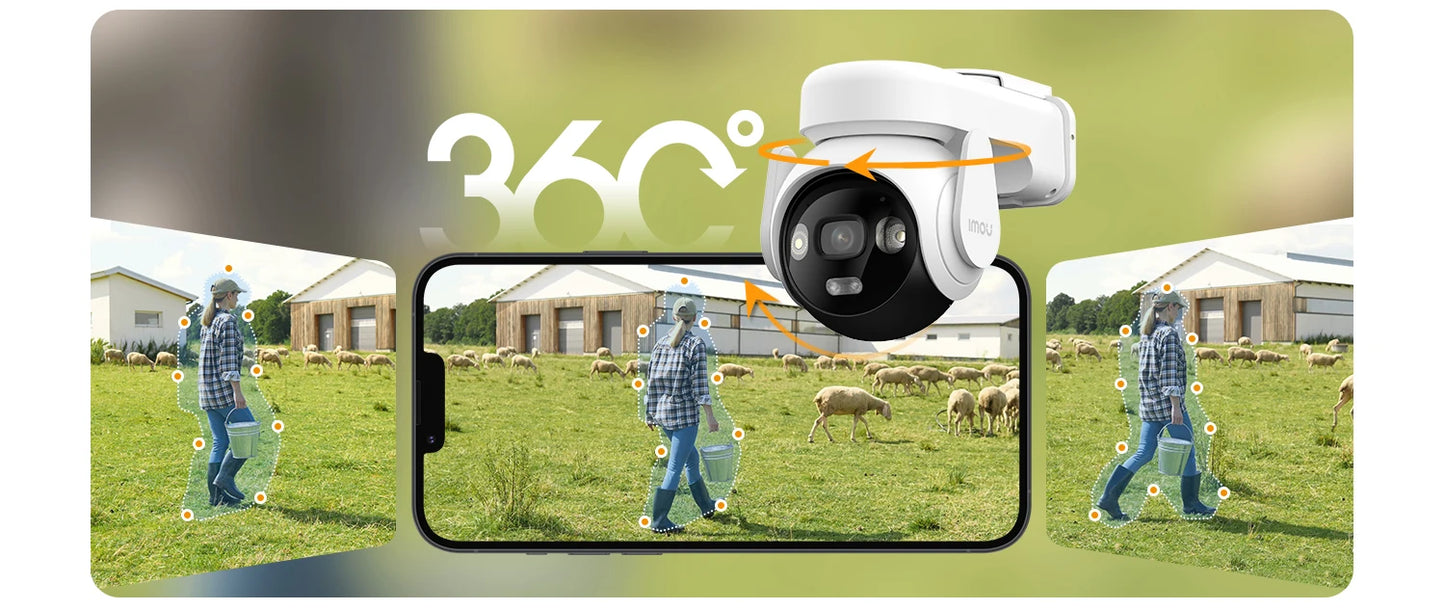 IMOU AOV PT 5MP With Solar Panel 360° PTZ Outdoor Security Camera 4G LTE Wifi Network 10000mAh Battery Auto Tracking IP Camera