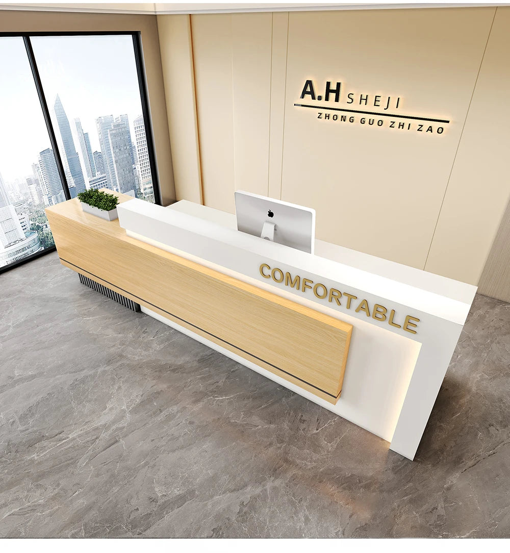 Luxury European Reception Desks Trendy Simple Unique Reception Desk Quality Elegant Comptoir Magasin Commercial Furniture