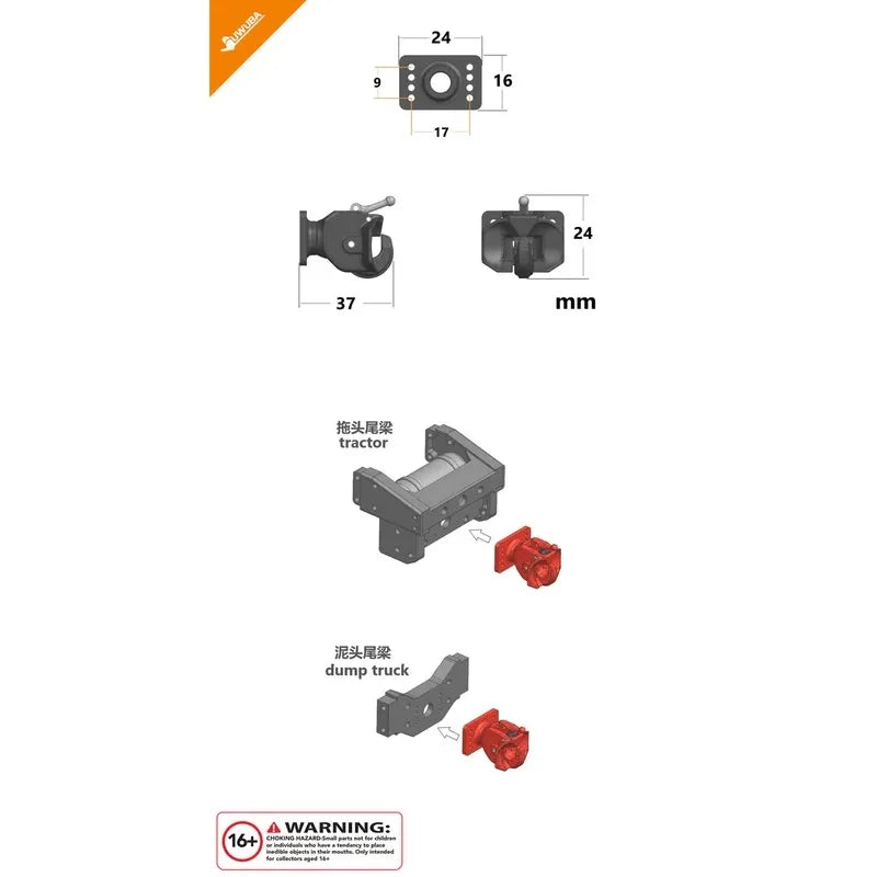 Metal Tailhook for 1/14 Tamiya RC Truck Car Scania 770S BENZ 3363 For VOLVO FH16 MAN Diy Parts