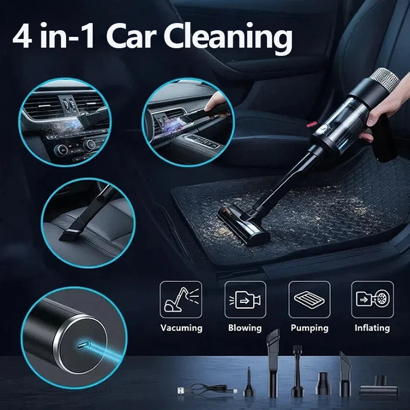 VYVYLABS 15000Pa Strong Suction Car Vacuum Cleaner with Led Lighting Rechargeable Wireless Cleaner Handheld Mini Car Cleaning