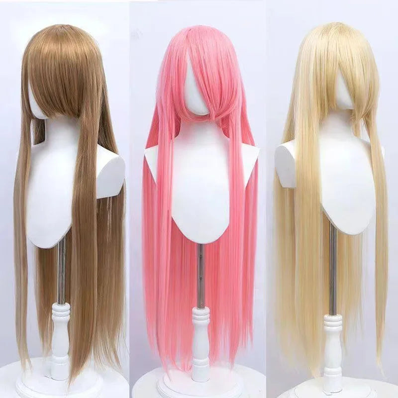 Snoya 100cm synthetic long straight cosplay wig with bangs Heat Resistant hair Anime pink blonde red purple women wig