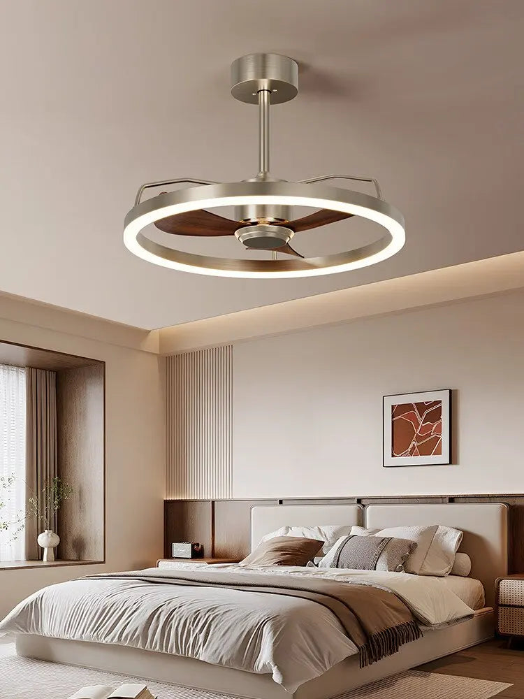 20" Ceiling Fan with LED Light Flush Mount DC Motor 6-Speed Remote Control Dimmable Fan Lamp for Home Kitchen Bedroom Living Roo