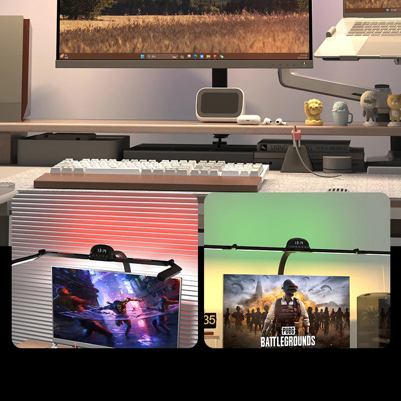 LED Full Spectrum Eye-Caring Architect Desk Lamp with Clamp Flexible Gooseneck 120cm Foldable 4-Head Stepless Dimming Lamp