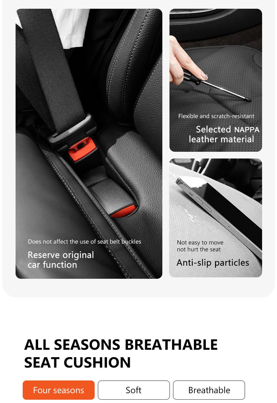 SEAMETAL Nappa Leather Car Seat Cover Universal Winter Seat Cover Soft Breathable Seat Cushion With Waist Pad Comfortable Mats