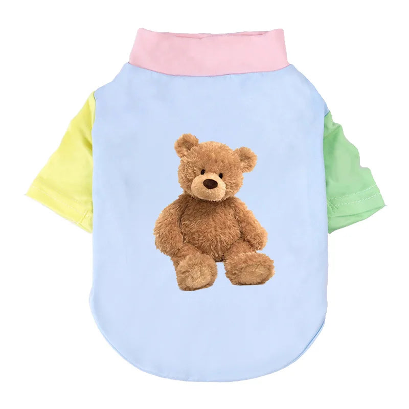 1 PC Pet T-Shirt, Cats & Dogs Soft Pure Cotton Teddy Bear Dopamine Vest. Shih Tzu, Siamese Cat Little Pet Daily Outfit