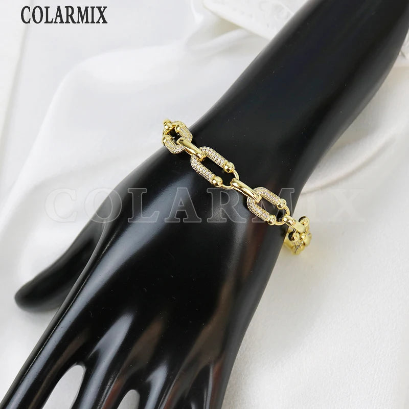 Classic Zircon U Shape Chain 18-K Gold Plated Gold Chains Fashion Jewelry Style  40435