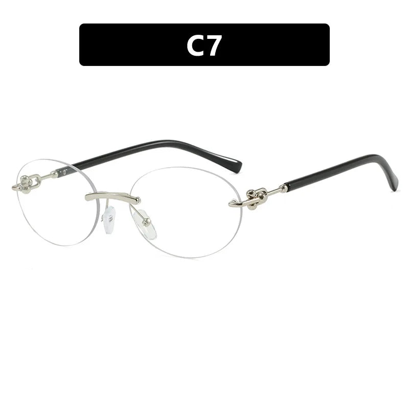 Fashion Oval Rimless Sunglasses for Woman Popular Round Frameless Sun Glasses Shades Retro High Quality Unisex Stylish Eyewear