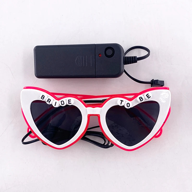 LED Just Married Glasses Wedding Bride To Be Surprise Gift Couple Glasses Souvenirs Glowing Heart Glasses Married Sunglasses