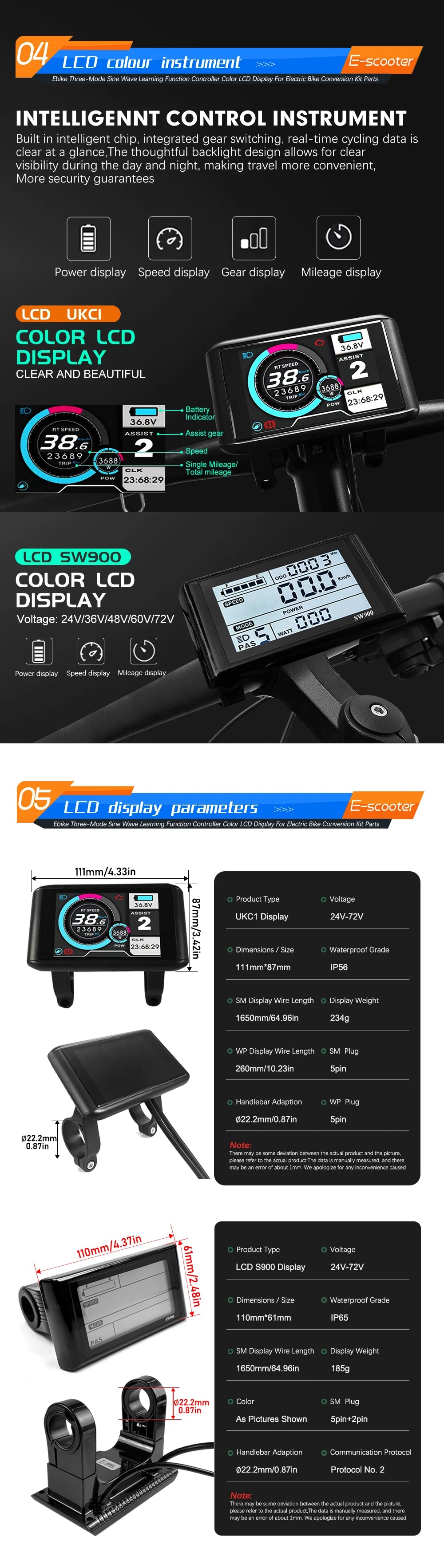 Electric Bicycle 80A BLDC Sine Wave/Square Wave 3 Mode Controller 48V72V3000W5000W Throttle PAS E-Brake Display for Ebike Scoote