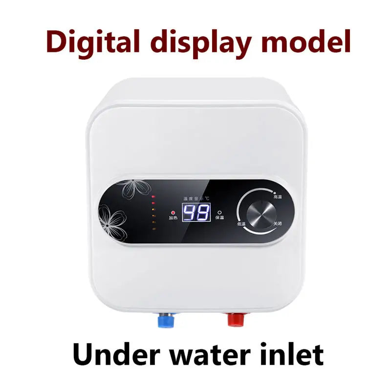 8L Water Storage Instant Electric Water Heater Rapid heat Insulation Digital display Thermostat Knob Control Up Down Water Inlet