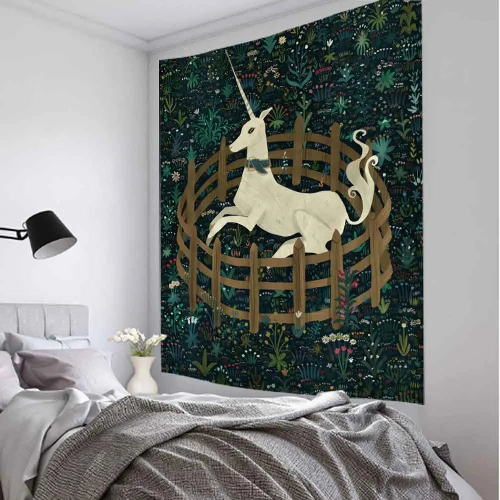 Psychedelic Animals Tapestry Wall Hanging Retro Tropical Plants Background Cloth Boho Hippie Kawaii Home Decor Yoga Mat Sheets