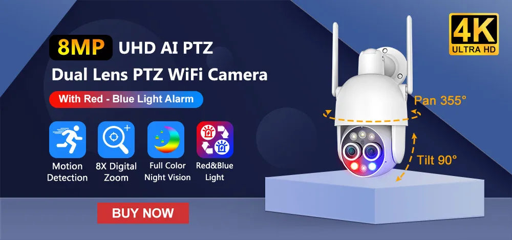 MISEC HD 4MP PTZ Wifi Wireless IP Camera Outdoor Human Detect  Two Way Communication Security Surveillance  Color Night Vision