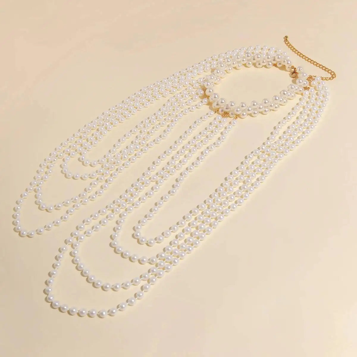 Lacteo Elegant Temperament Imitation Pearl Shawl Shoulder Chain Necklace Women Romantic Wedding Banquet Jewelry Accessories