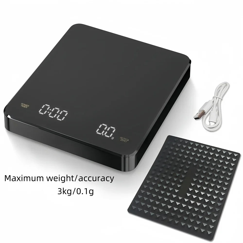 Electronic Coffee Scale Waterproof Pad LED Display High Quality USB Timing Professional Home Coffee Accessories Gift 3kg/0.1g
