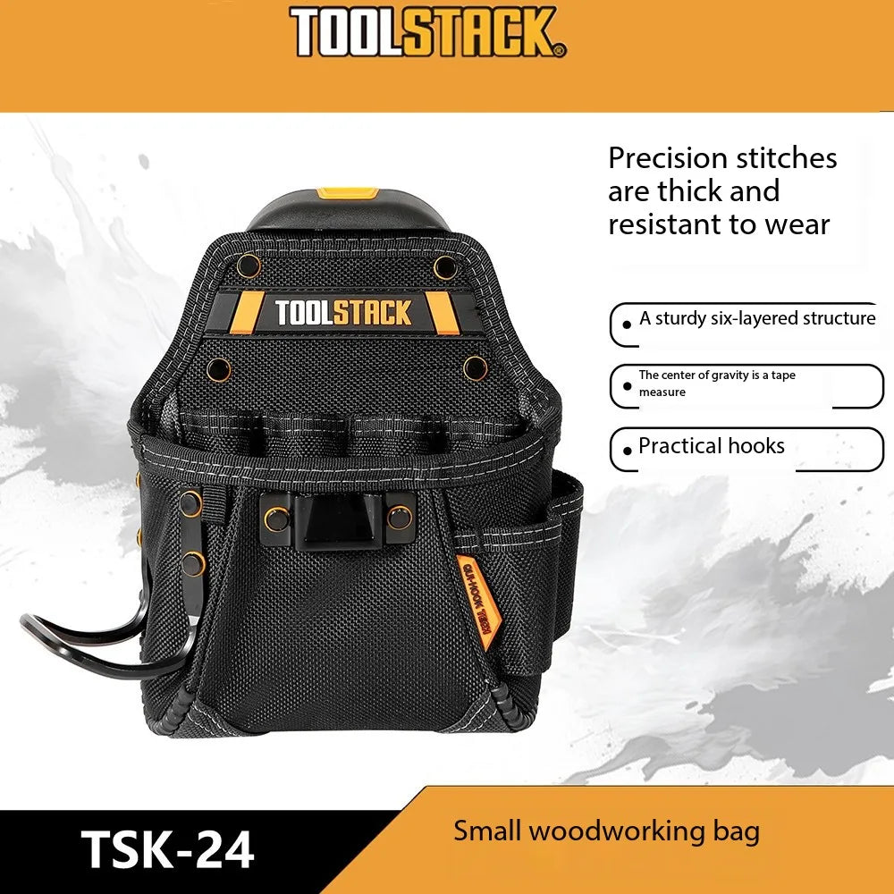 TOOLSTACK Mini Utility Toolkit Quality Hardwear Carpenter Work Tools Bag Quick-Hook Service Kit Hammer & Screwdriver Waist Pouch